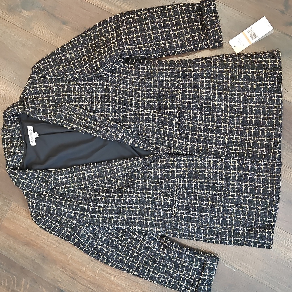 NWT Nanette Lepore black and gold tweed jacket, size small